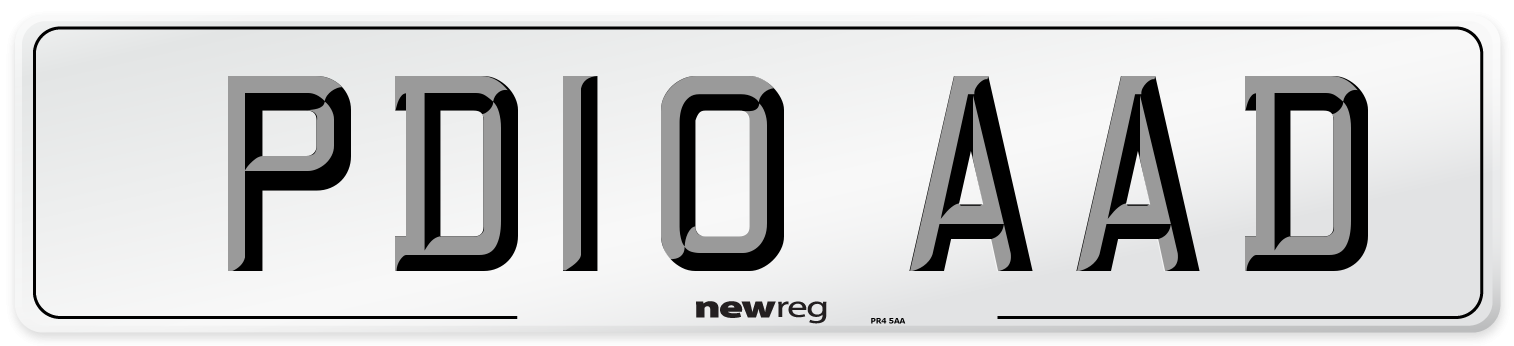 PD10 AAD Number Plate from New Reg